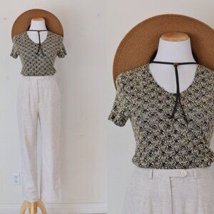 Vintage 80s Variegated Semi-sheer Poly/Nylon/Spandex Stretch Top